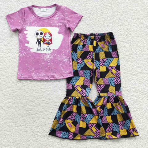 C9-13 Halloween Girl's Purple Jack Sally Short Sleeves Set