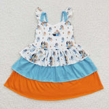 GSD0396 Cartoon Blue Dog Girl's Dress