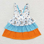 GSD0396 Cartoon Blue Dog Girl's Dress