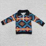 BT0227 Western Zipper Pullover Boy's Shirt Top