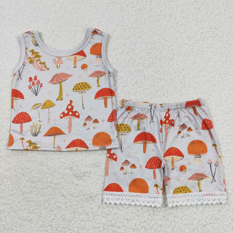 GSSO0346 Summer Mushroom Cute Girl's Shorts Set
