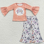 GLP0491 Stay Spooky Blue Dog Flower Orange Girl's set