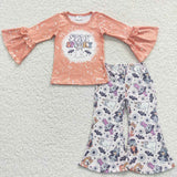GLP0491 Stay Spooky Blue Dog Flower Orange Girl's set