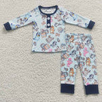 SALE  BLP0184 Cartoon Blue Dog Boy's Pajamas