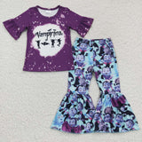 GSPO0638 Halloween Cartoon Purple Girl's Set