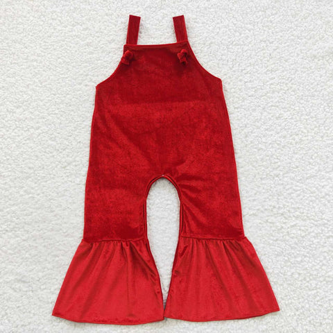 SR0392 Golden velvet Red Girl's Jumpsuit