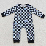 LR0303 Blue Dog Cartoon Zip Baby Romper Onesie