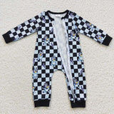 LR0303 Blue Dog Cartoon Zip Baby Romper Onesie