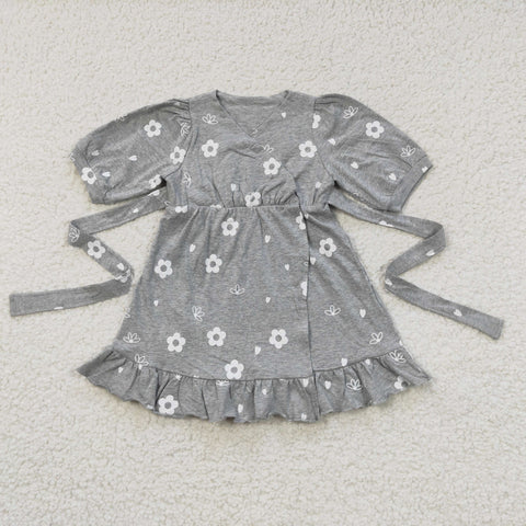 GSD0447 New Flower Grey Cute Ruffle Girl's Dress