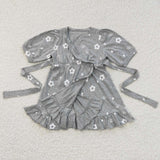 GSD0447 New Flower Grey Cute Ruffle Girl's Dress