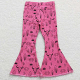 P0159 Western Pink Denim Flared Girl's Pants Jeans