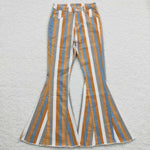 P0153 Adult Stripe Orange Jeans Fashion Flared Pants