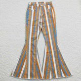 P0153 Adult Stripe Orange Jeans Fashion Flared Pants