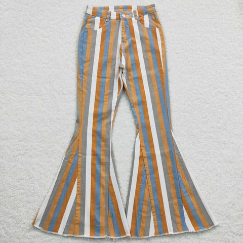 P0153 Adult Stripe Orange Jeans Fashion Flared Pants