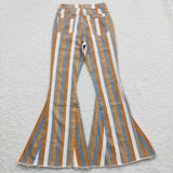 P0153 Adult Stripe Orange Jeans Fashion Flared Pants