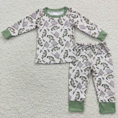 BLP0179 Fish Hook Green Boy's Pajamas set