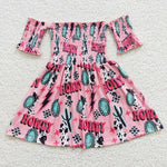 GSD0388 Smocked HOWDY Pink Cactus Girl's Dress