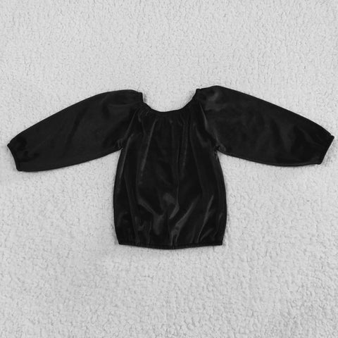 GT0198 Black Golden velvet Girl Boy Shirt Top