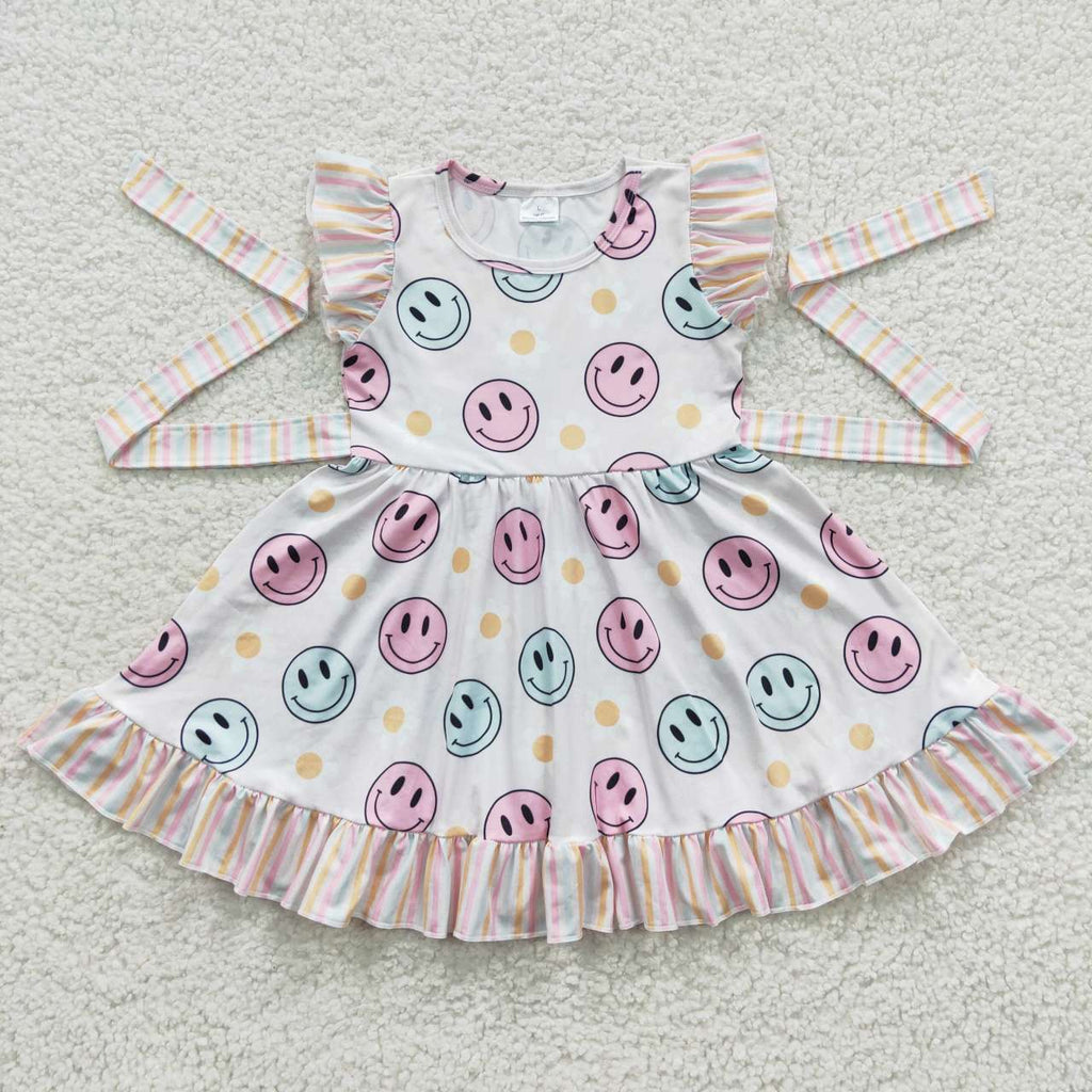 pink smiley face dress SALE GSD0312 Smiley face Pink Girl's Dress 6-12M