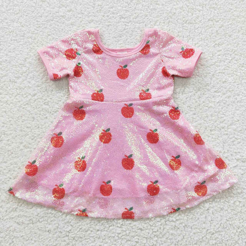GSD0437 Sequin Apple Pink Girl's Dress
