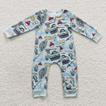 LR0321 Dad's Fishing Buddy Zip Baby Romper Onesie