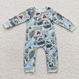 LR0321 Dad's Fishing Buddy Zip Baby Romper Onesie