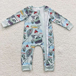 LR0321 Dad's Fishing Buddy Zip Baby Romper Onesie