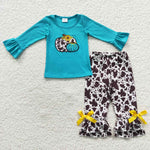 GLP0461 Embroidery Pumpkin Sky Blue Girl's set