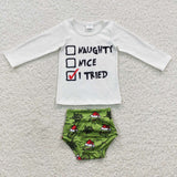 GBO0167 Christmas I Tried Nice Baby Girl's Bummie Set