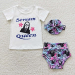 GBO0170 Scream Queen Faceless Baby Girl's Bummie Set