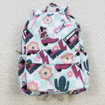 BA0082 Western Boots Plaid Flower Backpack Bag