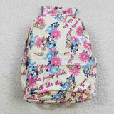 BA0112 Cartoon Blue Dog Flower Backpack Bag