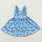 GSD0421 Cartoon Blue Dog Cute Girl's Dress