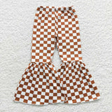 P0204 Orange Plaid Flare Girl's Pants