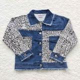 GT0203 Fashion Leopard Kids Denim Jacket