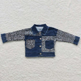 GT0203 Fashion Leopard Kids Denim Jacket