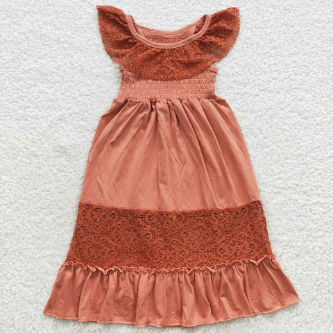 GSD0458 Boutique Orange Lace Girl's Dress