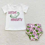 GBO0169 Christmas Define Naughty Baby Girl's Bummie Set