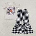 GSPO0804 SPOOKY SEASON Black Plaid Girl's Set