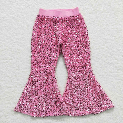 D5-27 Boutique Shiny Pink Sequined Pants