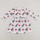 6 A23-1 Dinosaur Love Long Sleeves Girl's dress