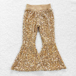 P0110 Boutique Gold Shiny Sequin Pants