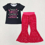 GSPO1235 Sweet Sassy Hot Pink Sequin Girl's Set