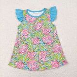 GT0566 Summer Lilly Pink Blue Tunic Girl Shirt Top