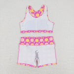 GSSO0904 Smiley face Pink Girls Shorts Set