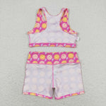 GSSO0904 Smiley face Pink Girls Shorts Set