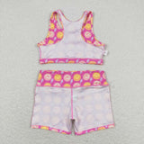 GSSO0904 Smiley face Pink Girls Shorts Set
