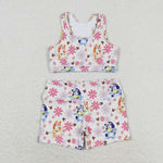 GSSO0900 Cartoon Flower Girls Shorts Set