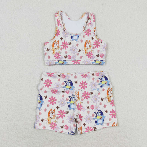 GSSO0900 Cartoon Flower Girls Shorts Set