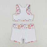 GSSO0900 Cartoon Flower Girls Shorts Set